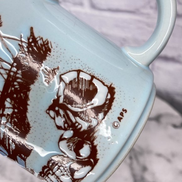 Vintage 80s Myrtle Beach Blue‎ Brown Textured Beach Seashore Coffee Tea Mug Cup - Picture 2 of 6